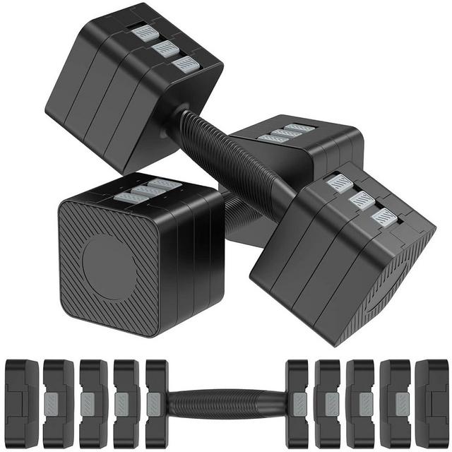 Hezeyferg Adjustable Dumbbells Set of 2, Hand Weights Sets with 5 Levels 3lb, 5lb, 7lb, 9lb, 11lb, Adjustable Weight Dumbbells for Women/Men Home Gym Full Body Workout