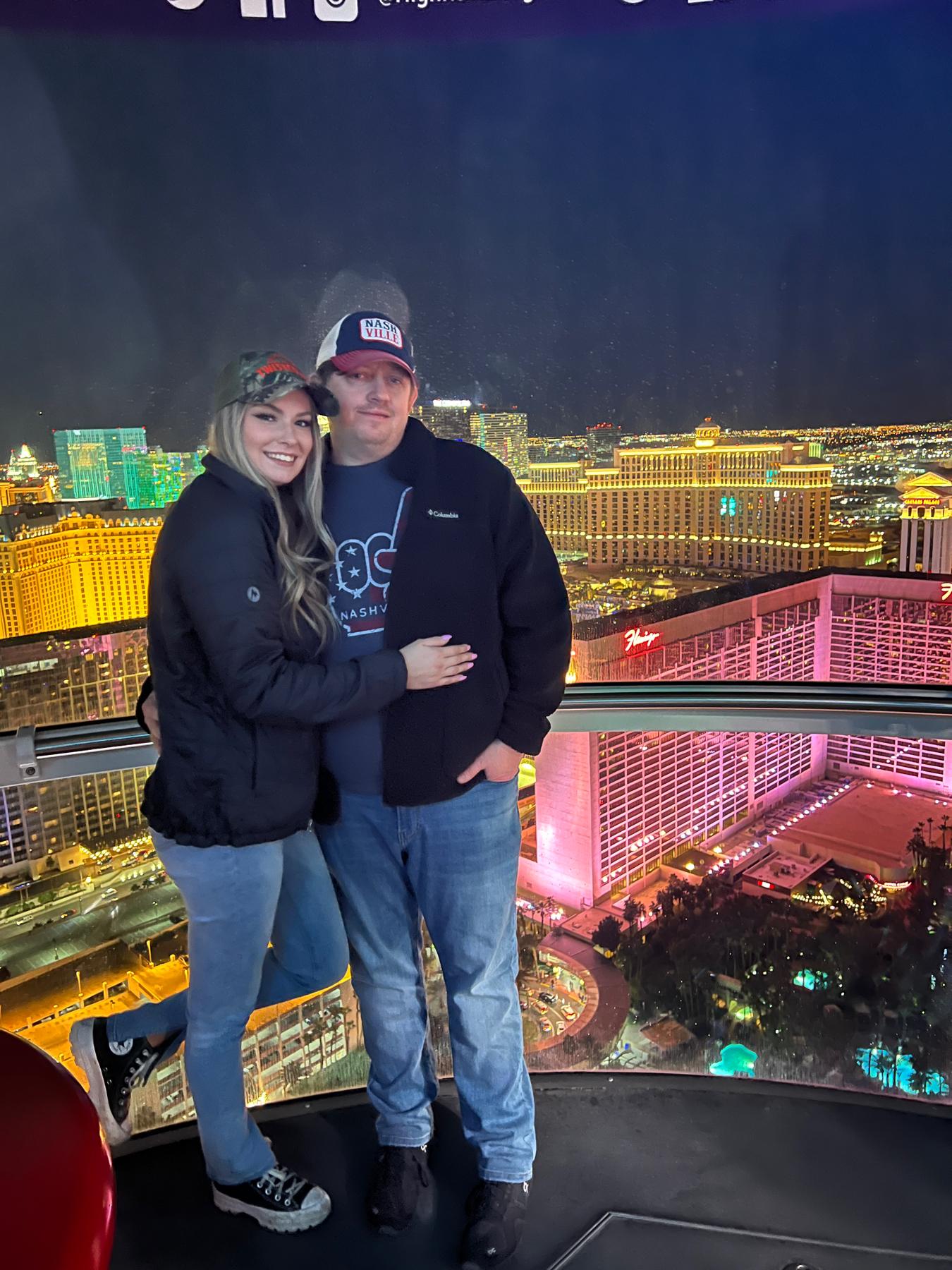 Celebrating our engagement in Las Vegas with some friends!