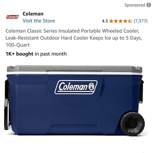 Coleman Classic Series Insulated Cooler, 100-Quart, Twilight