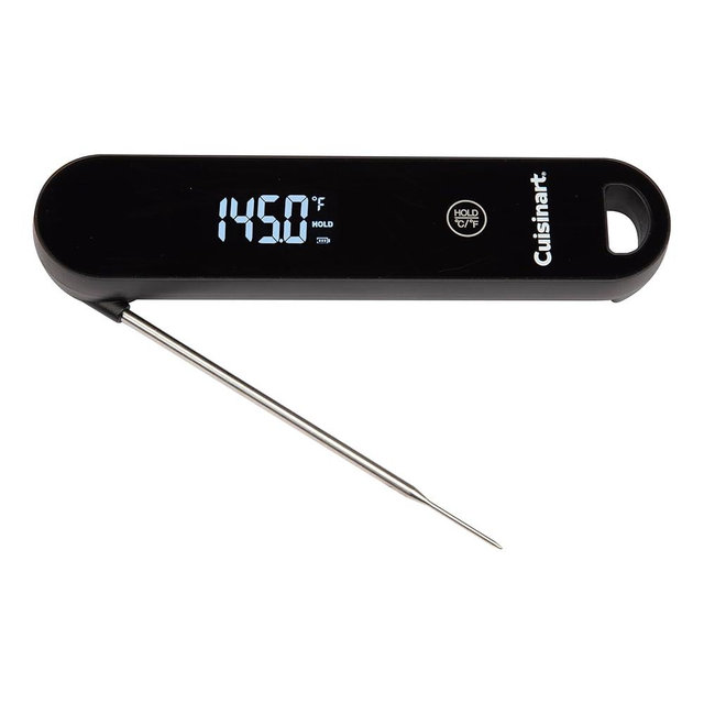 Cuisinart LED Digital Pro Instant Read Thermometer, Calibrated Ambidextrous Waterproof Meat Thermometer for Home & Grill, Lift to Wake Ultra Fast 0.6s Read Time, Home Gadget, BBQ, Smoker, Oil Fry