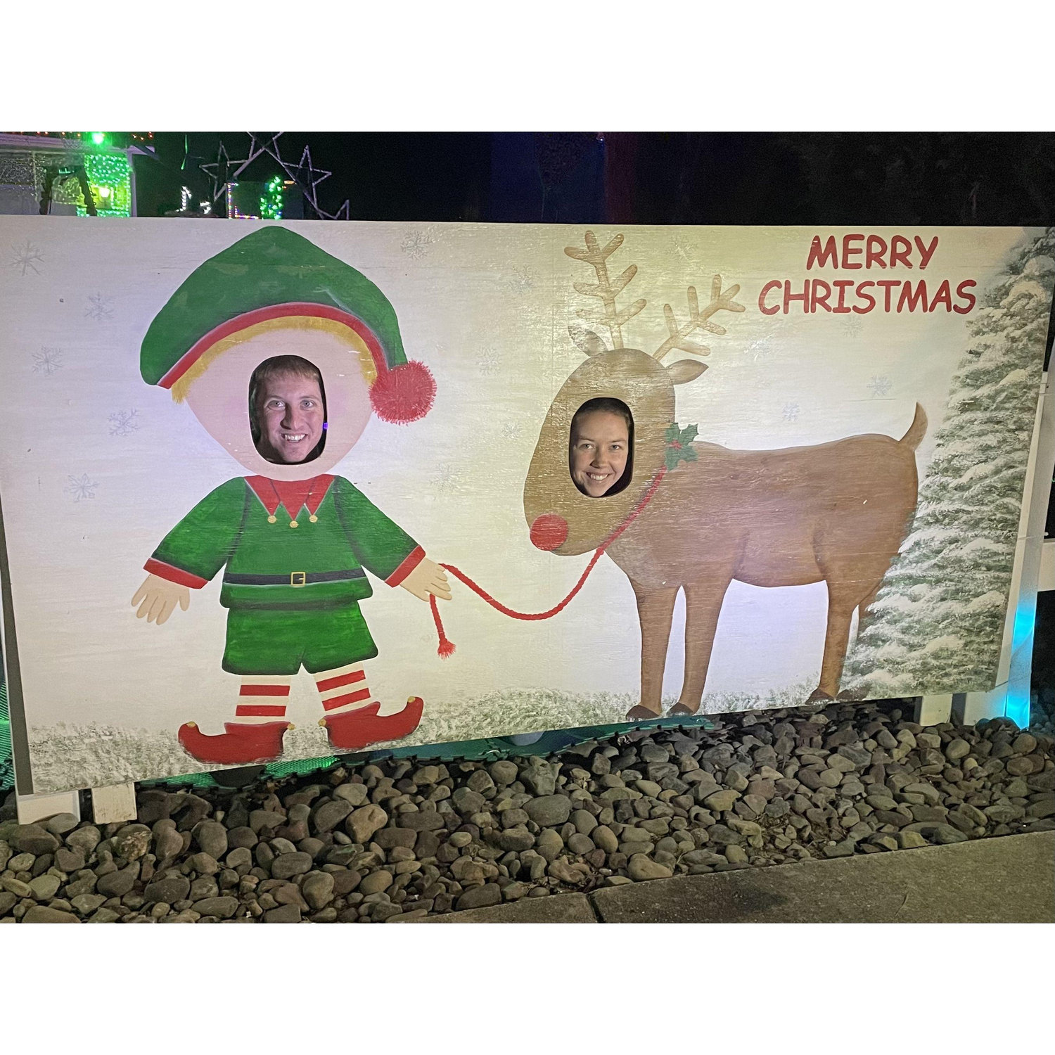 Katie loves Christmas but not cutouts like this. Cherish this photo. It might be the last of its kind.