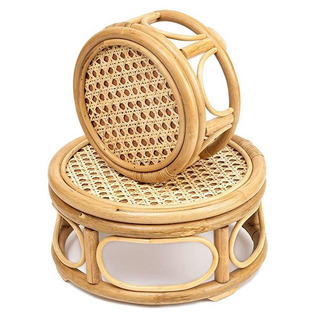Pack of 2 Natural Large Rattan Wicker Plant Stand by Kutorkill Medium Modern Plant Stand for Indoor Plant Flower Stool Stand Garden Home Decor Boho Plant Stand Holder Suitable Fits 8" and 12" Pots