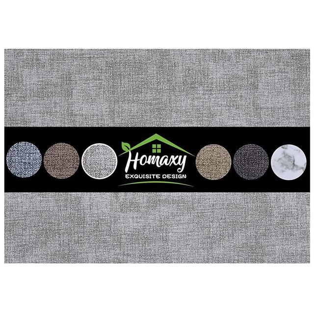 Homaxy Faux Leather Heat Resistant Placemats for Dining Table Set of 6, Waterproof Wipeable Washable PU Table Mats, Easy to Clean Anti-Slip Place Mats, 11.8" x 17", Light Grey