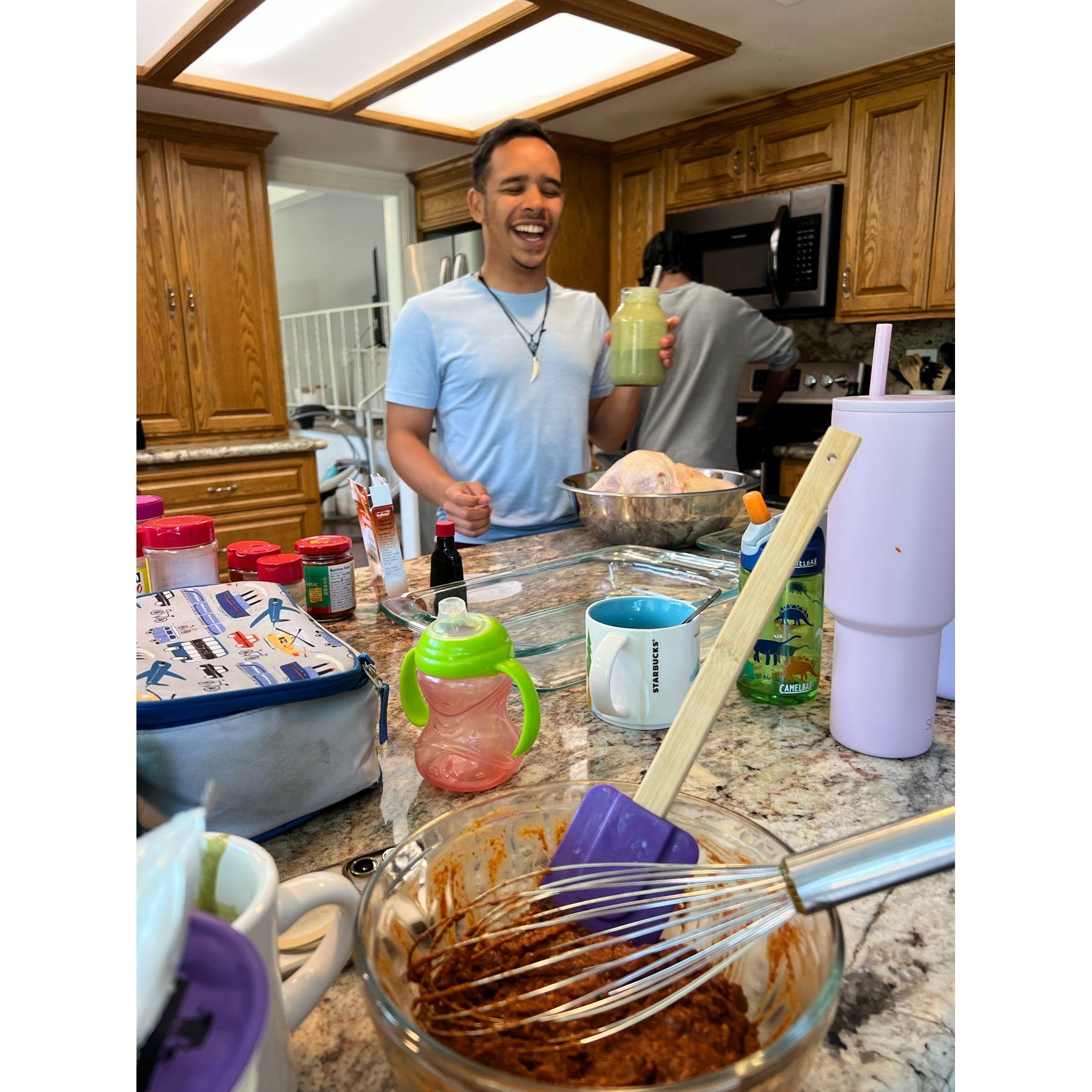 Gabe inviting me over to "tour plan" and I ended up helping cook his dinner instead