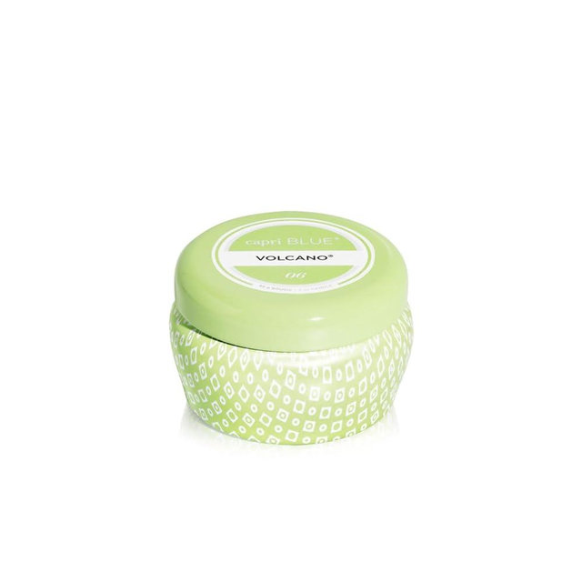 Capri Blue Volcano Scented Mini Tin Jar Candle - Printed Mini Tin Candles for Home Scented with Tropical Fruit & Sugared Citrus - Long Lasting Soy Wax Blend (Iced Matcha Green, 3 oz)