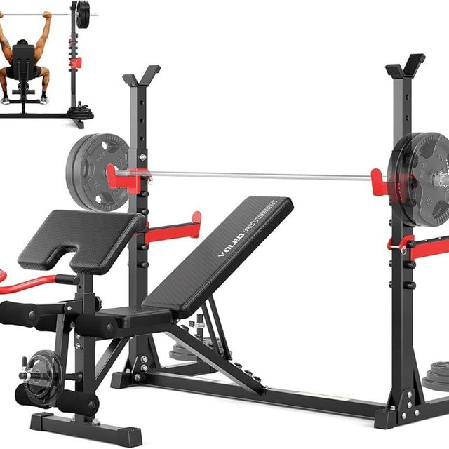 Yoleo 1980LBS Weight Bench with Rack - Bench Press Set, Leg Extension, Preacher Curl & Flat/Incline/Decline Full Body Workout Bench, Adjustable Olympic Weight Benches for Home Gym(47.44IN WIDE GRIP)