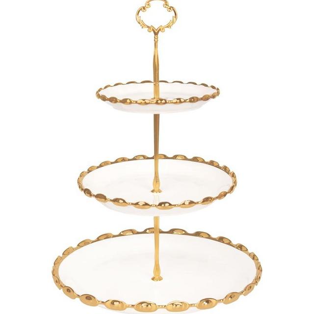 YA JU 3-Tier Ceramic Combo Cupcake Stand, Cupcake Stand with Tiered Tray for Cakes, Donuts, Fruits and More, Candy Bar Party Decoration, Wedding Ideas, Birthday Gifts