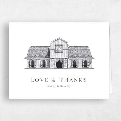 Farmhouse, White Wedding Thank You - Floris Landscape