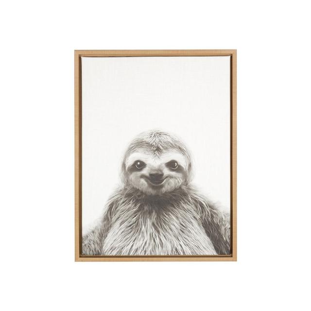 24" x 18" Sloth Framed Canvas Art Natural - Uniek
