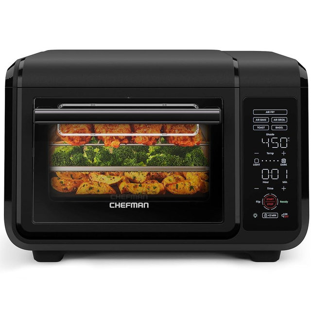 Chefman Air Fryer Toaster Oven Combo, 15 Qt. Countertop Oven for Quick & Healthy Meals, Bake, Broil, Air Fry, Toast, and Bagel Functions, 450°F Max Temp, 4 Slice Toaster Oven Air Fryer Combo – Black