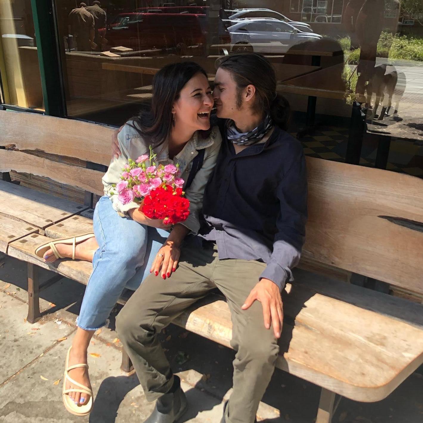 Birthday flowers outside of Blackbird on Bainbridge Island