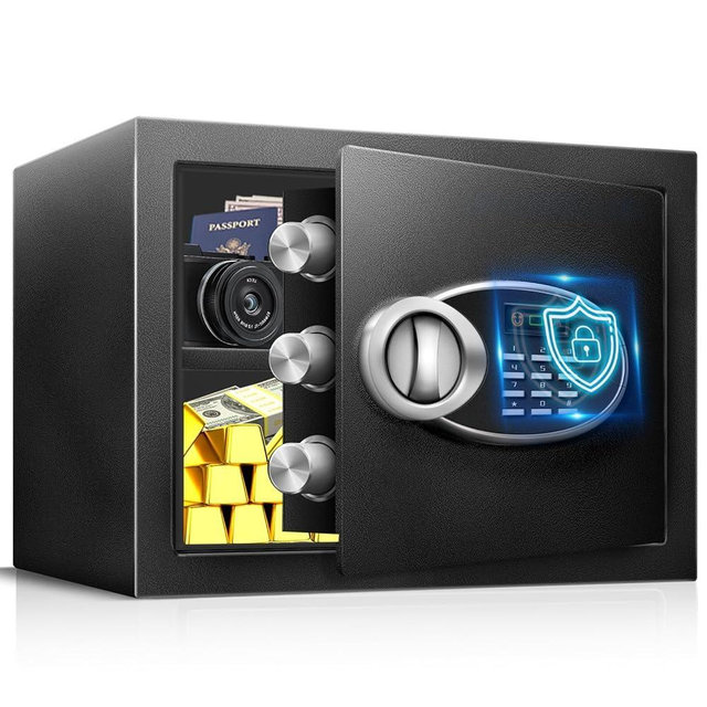 HOLOJOY 1.8 Cu Ft Large Safe Box For Home Documents with Emergency Battery Box - Steel Security Safe and Lock Box with Electronic Keypad, Removable Shelf, LED Sensor Light- Safety Box For Valuables