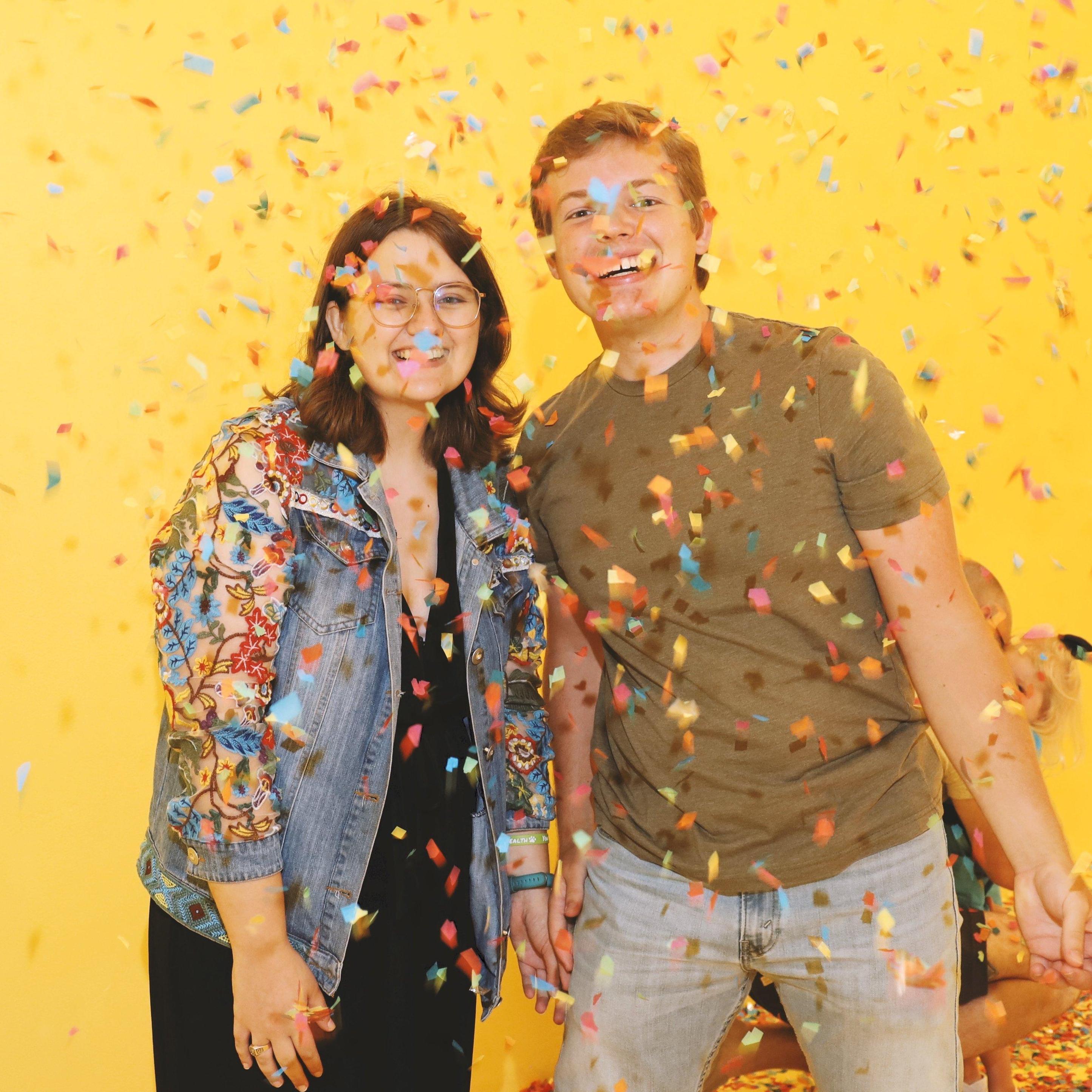 Color Factory makes us smile, too bad the confetti hides it!