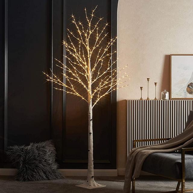 LITBLOOM Lighted Twig Birch Tree with Fairy Lights 6FT 330 Warm White LED for Indoor Outdoor Christmas Home Decoration