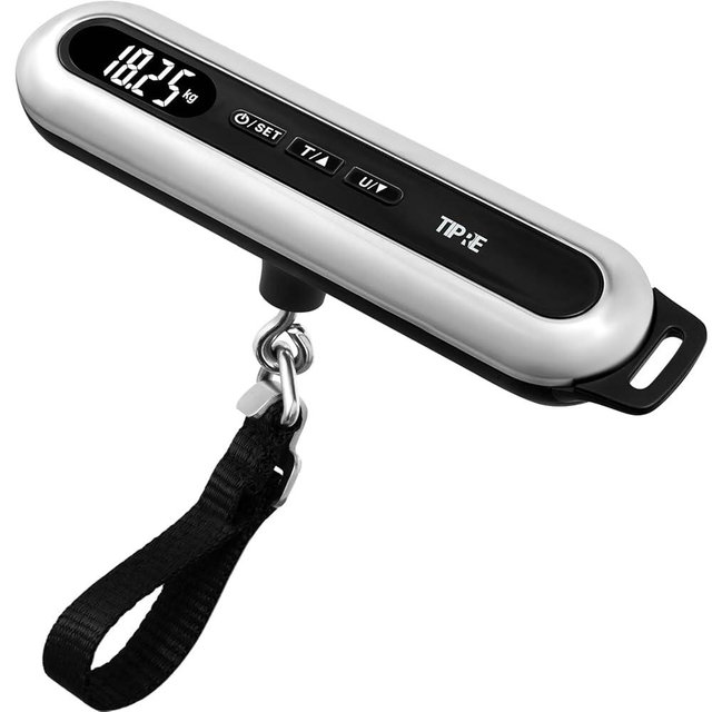 TIPRE Travel Luggage Scale 110lb Digital Suitcase Scale Portable Weight Scale Handheld Baggage Scale High Precision Stainless Steel Luggage Scale Carry-on Weight Scale Lightweight Travel Tool