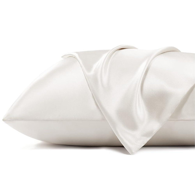 Bedsure Satin Pillowcase for hair and Skin - Ivory Zipper Pillow Cases Queen Size Set of 2, Similar to Silk Pillow Cases, Silky & Super Soft Cooling Pillow Covers, Gifts for Her or Him, 20x30 Inches
