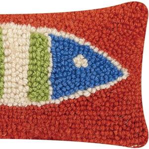 Peking Handicraft Red Blue Green Picket Fish Decorative Hook Throw Pillow, 12-inch Length, Home Decoration