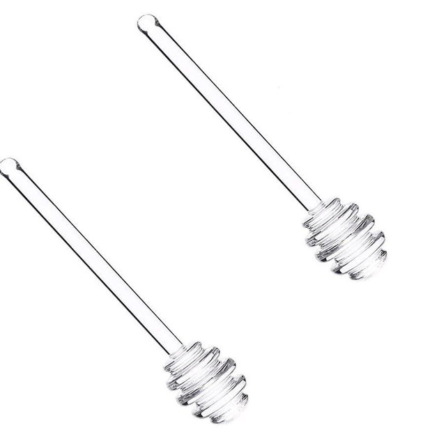 Glass Honey Dipper Sticks,Honey Dipper Spoons Stick Bee Honey Spoon Stirring Scooper For Durable Kitchen Honey Tools,2pcs