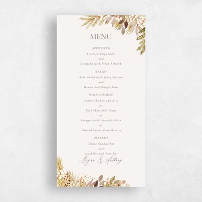 Light Oatmeal, Beige Wedding Menu - Winslow