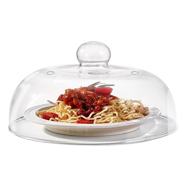 10 Inch Borosilicate Glass Microwave Splatter Cover for Food, Tall Splatter Guard Microwave Plate Light Serving Dish Covers Lid with Handle for Heating Food