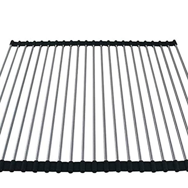 Ahyuan Roll up Dish Drying Rack Over The Sink Kitchen Roll up Sink Drying Rack Portable Dish Rack Dish Drainer Foldable SUS304 Stainless Steel Dish Drying Rack (20.5''x16.9'')
