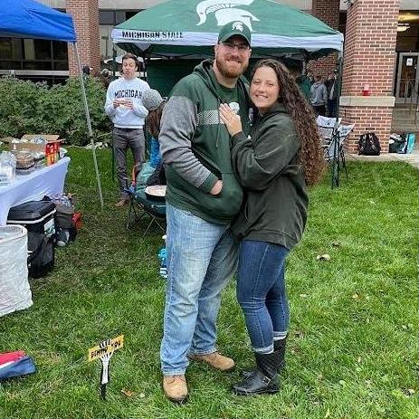 Cheering on MSU! The alma mater for us both!
