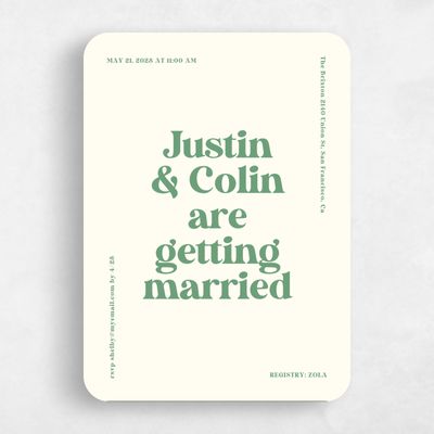 Green Rounded Wedding Wedding Shower Invitation - Arezzo Portrait