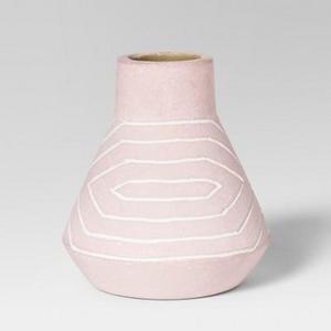 Earthenware Vase with White Etching Small - Blush - Project 62™