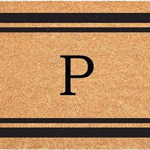 Calloway Mills 152961830P Black Border 18" x 30" Monogram Doormat, (Letter P)