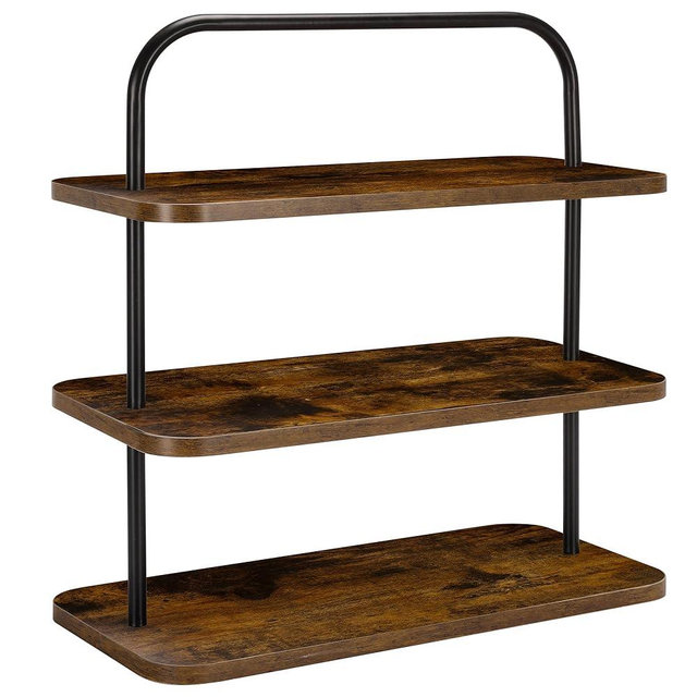 YestBuy 3-Tier Rustic Wood Cupcake Stand with Metal Handles, Farmhouse Style Display for 50 Mini Cupcakes, Perfect for Weddings and Rustic Decor