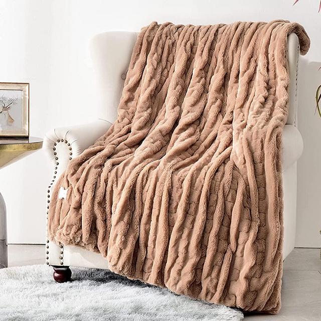 RHEIN HOME Heated Throw Blanket 50''x60'' Soft Fast Heating Blanket Machine Washable with 4 Heat Settings 3H Auto Off Over-Heat Protection (Brown)