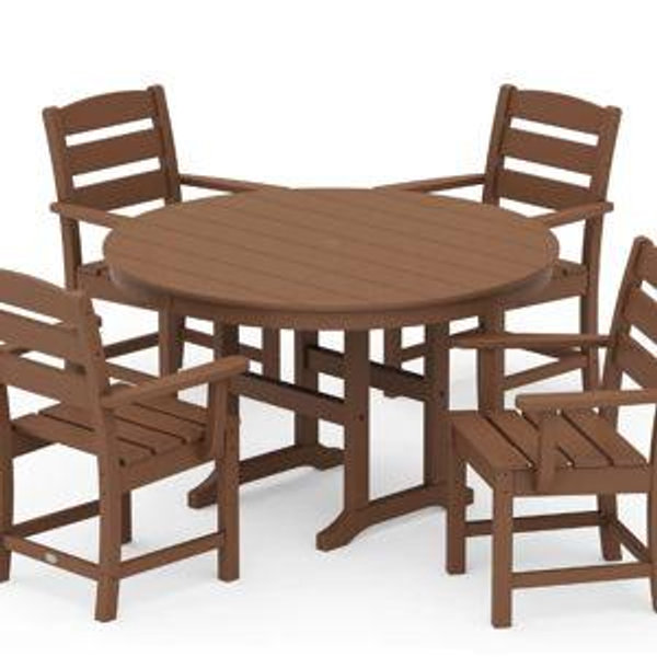 Polywood Lakeside 5-Piece Round Farmhouse Dining Set