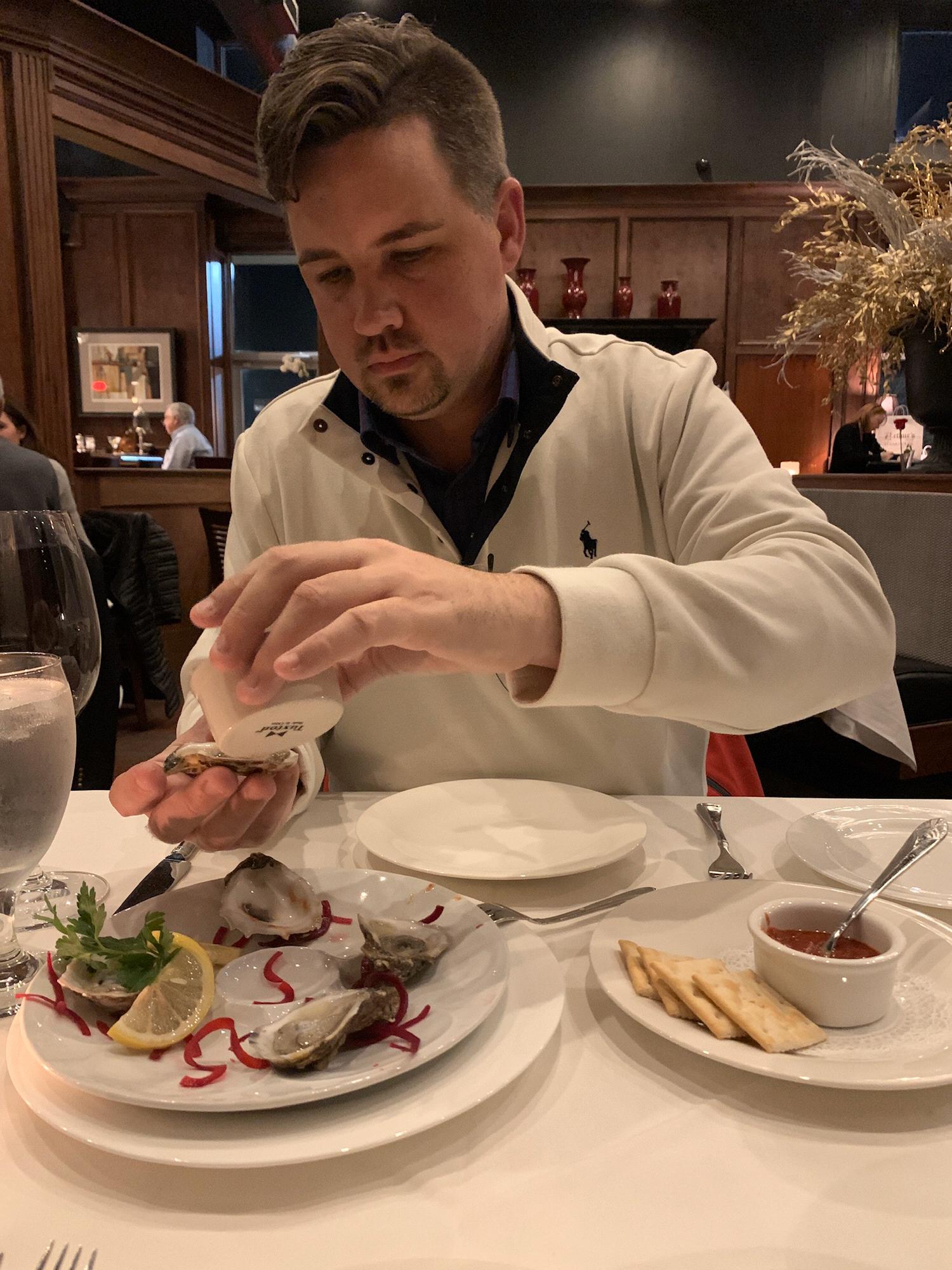 Bryan's birthday "surprise" dinner at Arthurs Steakhouse during our courtship.