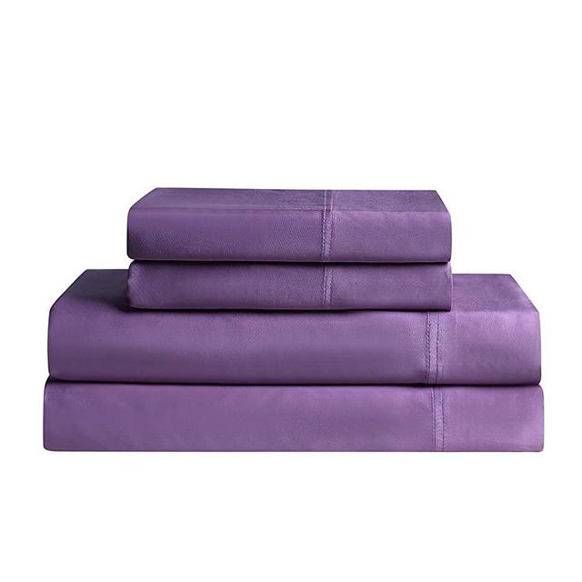YNM 100% Bamboo Sheet Set - 500TC Durable & Natural Bamboo Sheets Collection, 4-Piece Set Includes Flat Sheet, Fitted Sheet, and 2 Pillowcases - Full, Lavender Purple