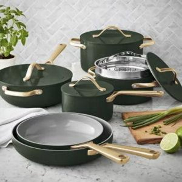 Member's Mark Hunter Green 11-Piece Modern Ceramic Cookware Set - Sam's Club