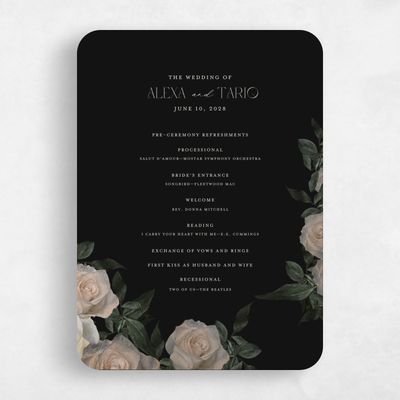 Black Rounded Wedding Program - Poet