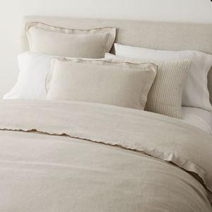 KING Natural Flax/Terracotta * European Flax Linen Merrow Edge Duvet Cover