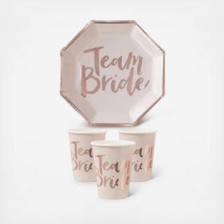 Team Bride Cups & Plates, Set of 16