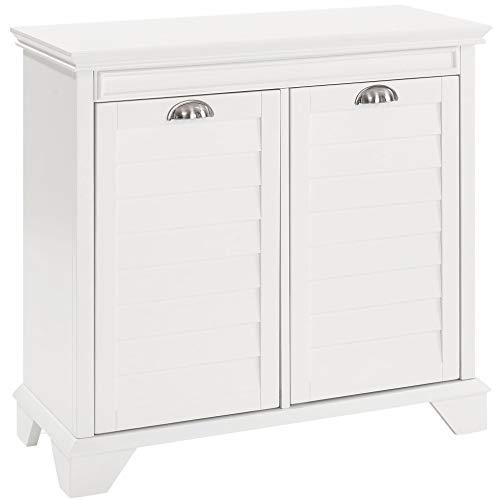 Crosley Furniture Lydia Two-Compartment Linen Hamper - White