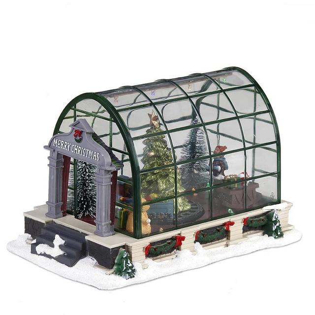 innodept12 Animated Lighted Christmas Village Greenhouse - Christmas Collectible House Ballroom Disply Xmas Home Accent Tabletop Decoration, Musical Battery-Operated