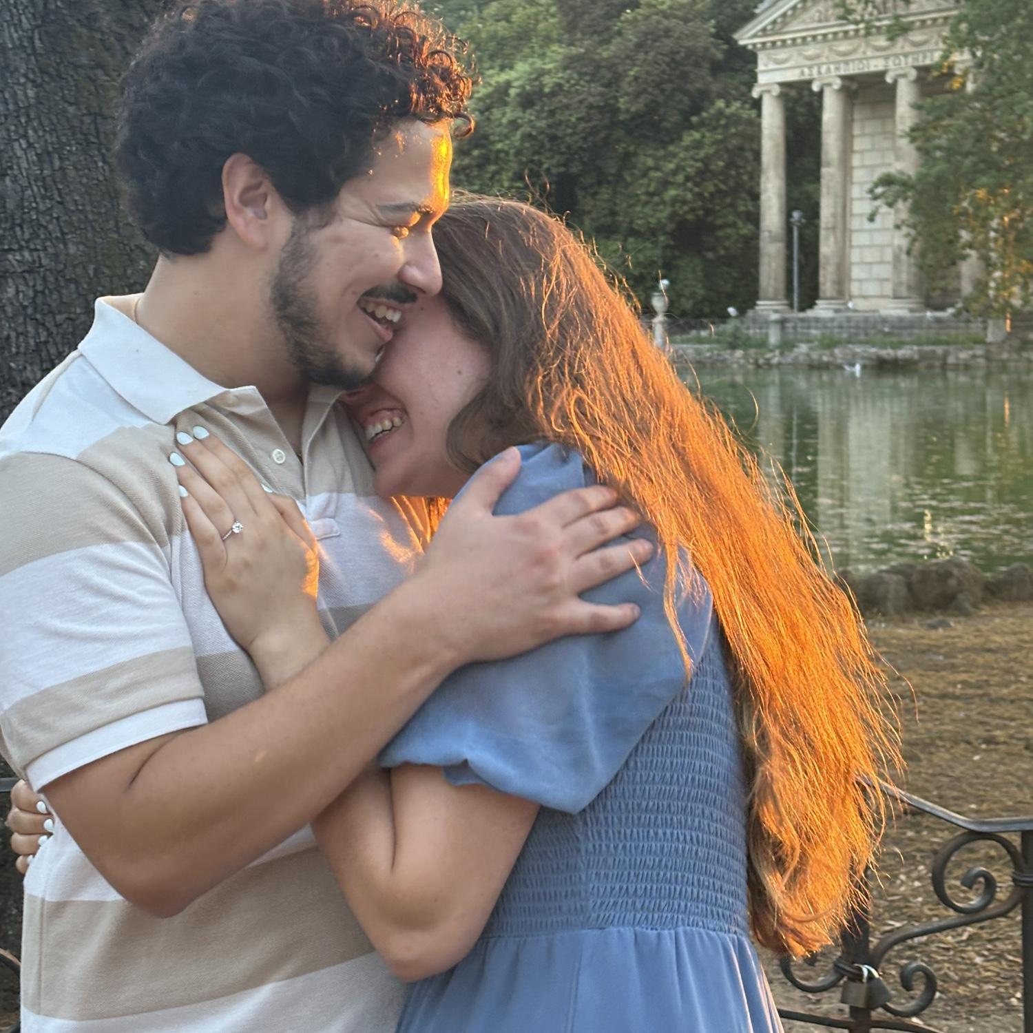 Shortly after the proposal, at the Borghese Gardens in Rome, Italy.