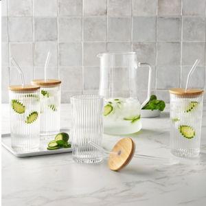 Member's Mark 4-Pack Glass Tumblers with Bamboo Lids