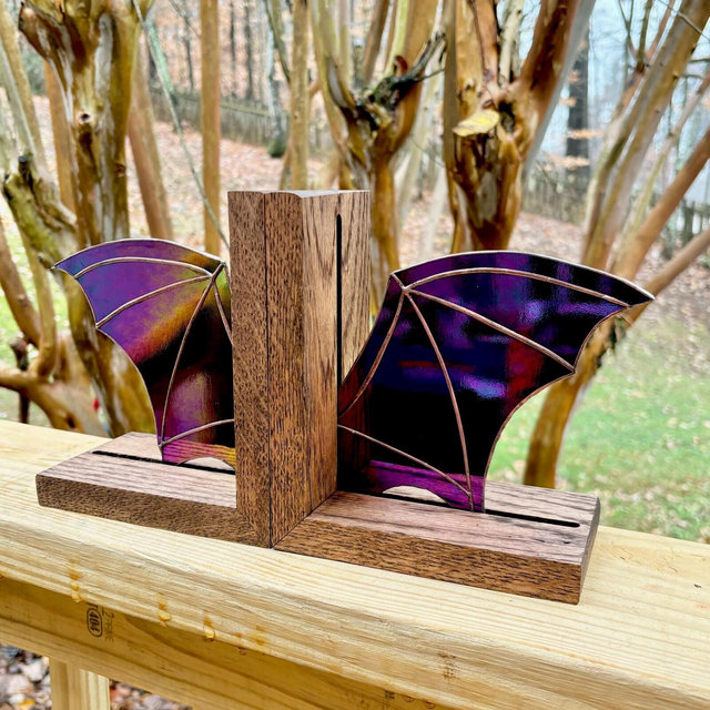 Stained Glass Bat Wing Bookends: Fantasy Night Court Decor