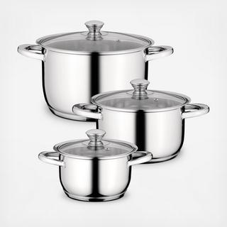 Essentials Gourmet Cookware Set,  6 piece Stainless Steel