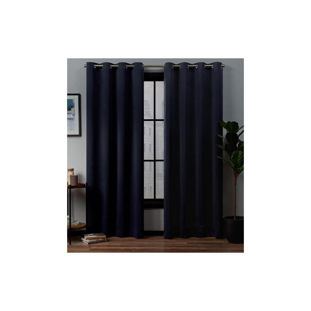 Set of 2 Academy Total Blackout Grommet Top Curtain Panel Navy - Exclusive Home