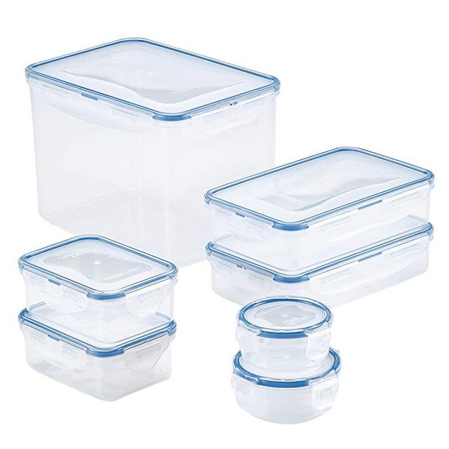 LocknLock Easy Essentials Food Storage lids/Airtight containers, BPA Free, 14-Piece, Clear