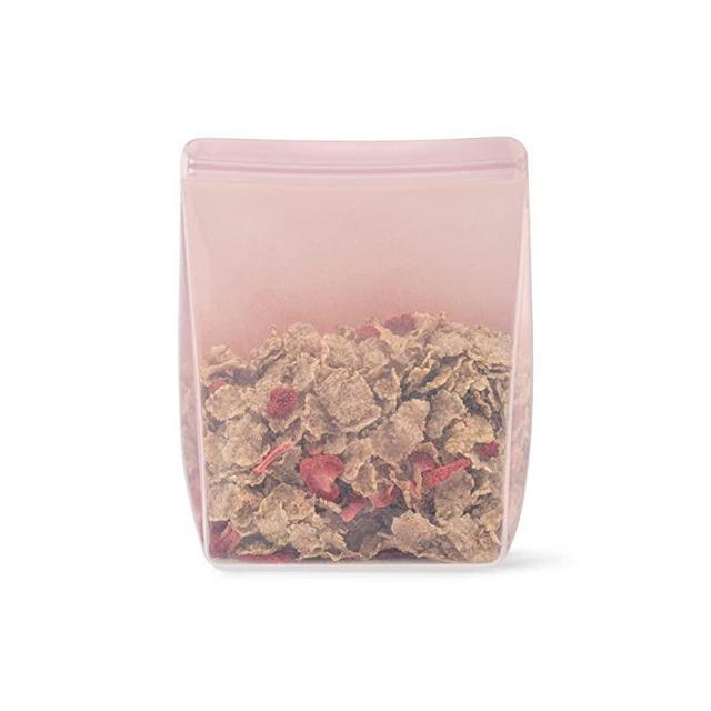 W&P Porter Stand Up Bag - Large 100% Silicone Reusable Food Storage Bag | 50 oz (Pack of 2) - Blush | Cook, Store, or Freeze | Easy Cleaning, Dishwasher-Safe