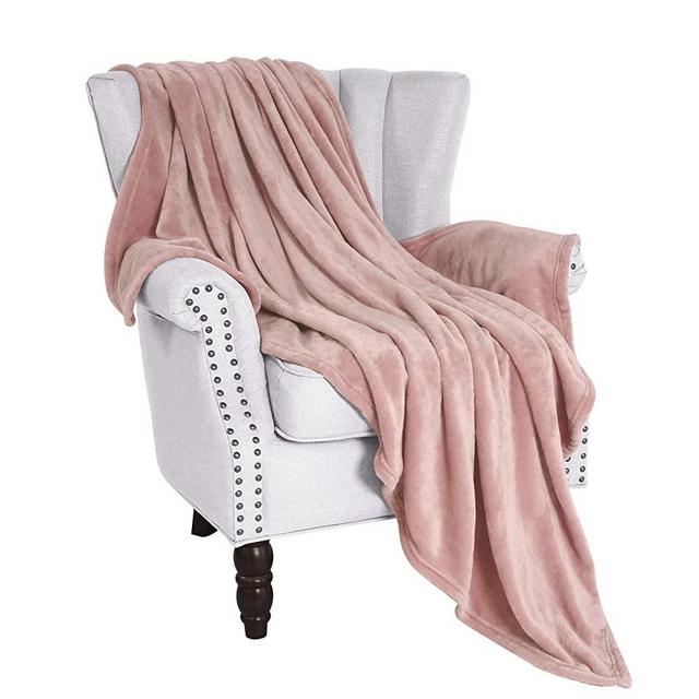 Exclusivo Mezcla Large Flannel Fleece Velvet Plush Large Throw Blanket – 50" x 70" (Pink)