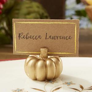 Gold Pumpkin Place Card Holder (Set of 6)