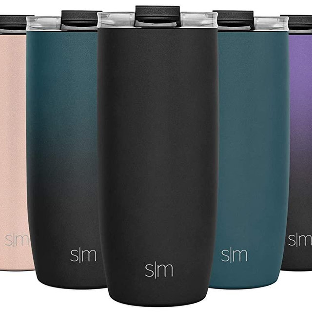 Simple Modern 20oz Voyager Travel Mug Tumbler w/Clear Flip Lid & Straw - Coffee Cup Vacuum Insulated Flask 18/8 Stainless Steel Hydro Water Bottle -Midnight Black